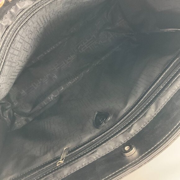 Diane von Furstenberg Womens Jacquard Heart Print Shoulder Tote travel Bag Black - Picture 12 of 14